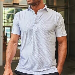 Collars & Co Featherweight Dress Collar Grey Pulse Pattern Polo Shirt 3X Relaxed